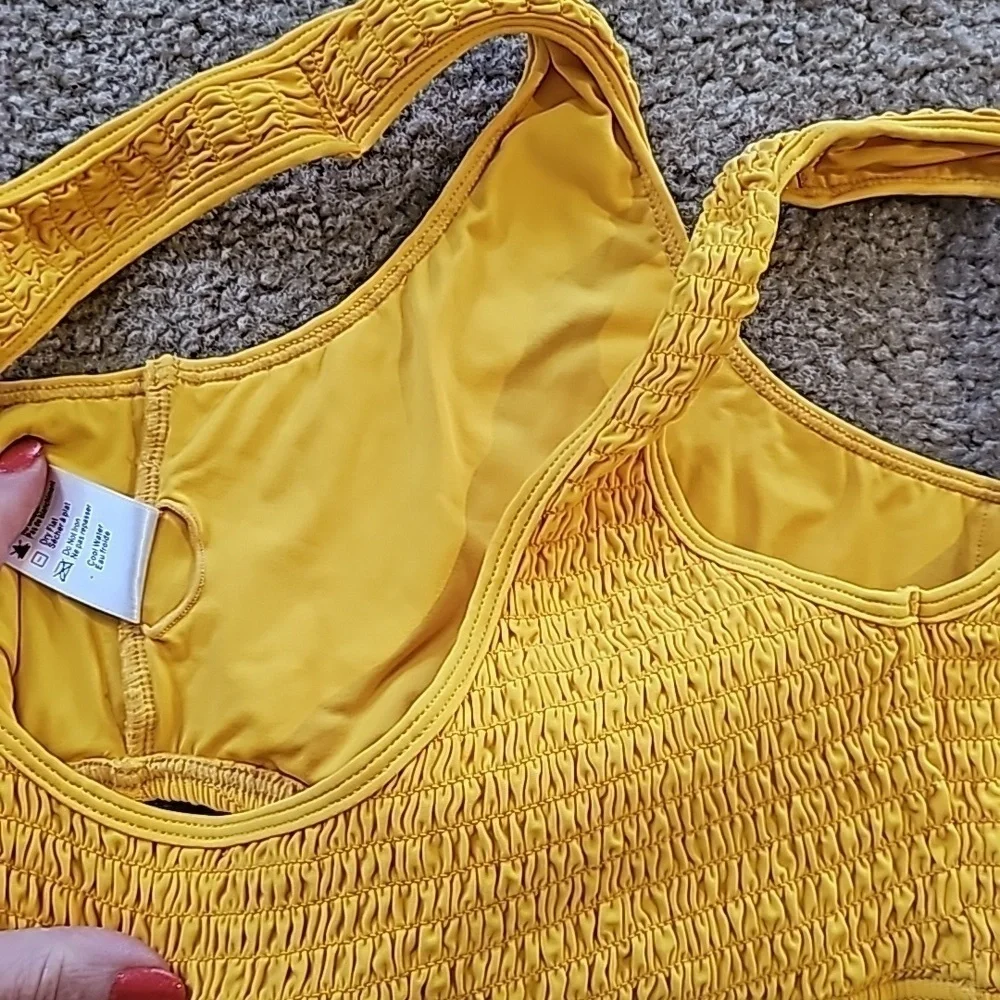 L Space Izzie Smocked Bikini Top Marigold Yellow XL